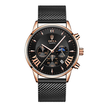 迪塔概念时尚潮韩版石英表男表真皮带防水学生男士手表 dsg010玫金