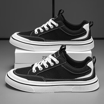 男鞋2024年新款夏季透气网鞋飞织网面休闲百搭青少年跑步运动潮鞋