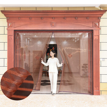 大门防蚊沙帘防蚊门帘家用金刚网免打孔加密纱帘防蚊虫农村大门纱门子