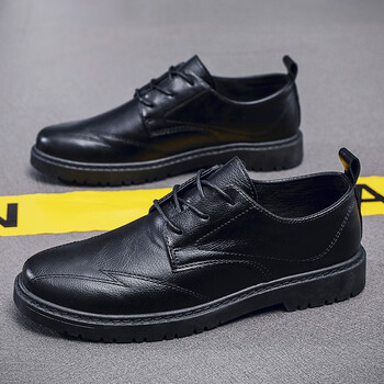 杰豪官方自营旗舰店皮鞋男款冬季商务正装高级感男士休闲英伦风新黑色