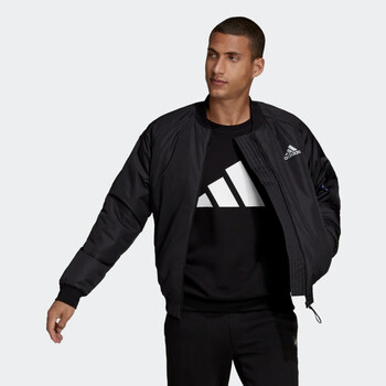 阿迪达斯adidas轻运动男装休闲舒适保暖飞行员棉服外套gv5355黑色