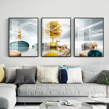 喜莱卡北欧客厅装饰画三联画沙发背景墙上挂画现代简约几何壁画餐厅墙