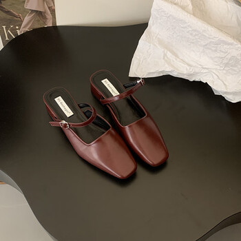 豪奥斯穆勒鞋女通勤风黑色包头半拖鞋夏外穿2024款法式晚风气质穆勒单