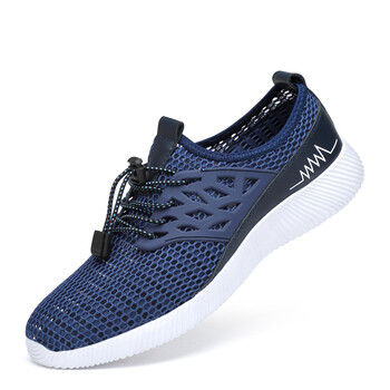 弹力松紧带透气莱卡网布飞织运动休闲男凉鞋轻质夜光跑步鞋时尚透气