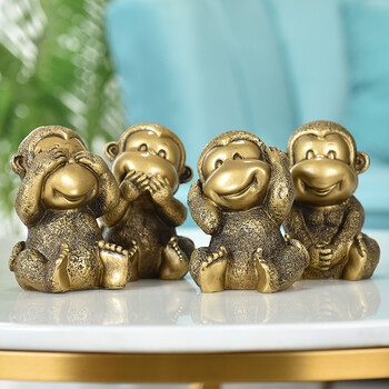 勒多漫因四不猴摆件家居客厅酒柜吉祥可爱创意礼物办公室书房装饰工艺