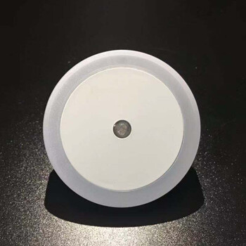 小夜灯led光控感应智能节能灯插电卧室睡眠婴儿喂奶圆形光控夜灯 白色