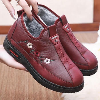 軬木东湘妈妈鞋单pu聚氨酯加绒老北京鞋女保暖老人鞋软底中老年平底