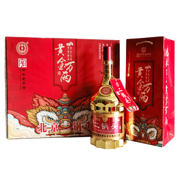 永丰牌北京二锅头土豪金版3斤t6封藏金瓶50度1500ml清香型粮食酒50度