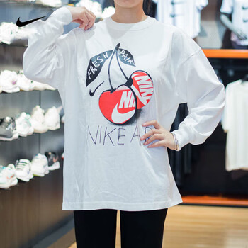 nike耐克长袖t恤女装春夏新款运动服针织时尚圆领舒适打底衫上衣体恤