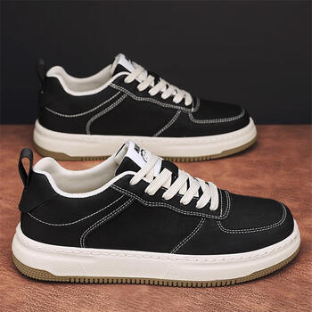 軬木荣森休闲男鞋男鞋韩版百搭潮流鞋子男款加绒板鞋休闲鞋潮鞋黑色加