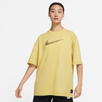 耐克nikesportswearswoosh女子短袖上衣304亮黄黑黑大麦黄xs
