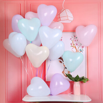 演绎爱心形马卡龙气球装饰儿童生日场景布置求婚告白100个加厚汽球