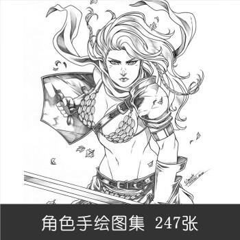 漫画动漫人物线条线描线稿素材造型绘画图片黑白手绘cg插画集图集