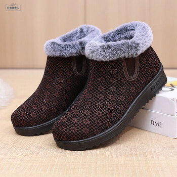 同甫冬季老北京布鞋女棉鞋中老年加绒加厚老人鞋平底防滑保暖奶奶棉靴