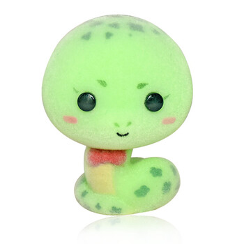 新款玩具12生肖蛇植绒摆件创意礼品塑胶可爱小花蛇摆件 绿高6cm