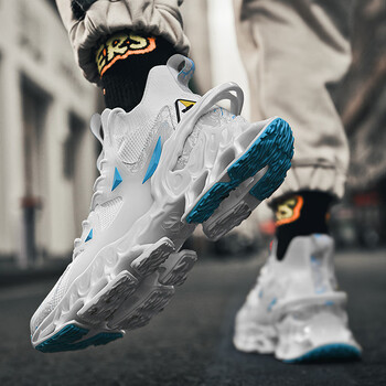 刀锋运动鞋透气潮鞋子男跑步减震透气男鞋增高鞋 白月 46【图片 价格