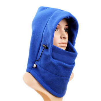 加绒帽子cs头套自行车骑行口罩防风面罩运动头套滑雪用品装备 蓝色