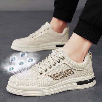 巧潮夏季新款透气防臭帆布鞋男鞋轻便百搭工作鞋软底耐磨休闲运动鞋潮