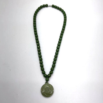 项链锗石项链负离子五行补金木水火土牌能量 木(墨绿色)【图片 价格