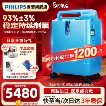 飞利浦（PHILIPS）制氧机5L升家用吸氧机进口医用老人孕妇氧气机Everflo