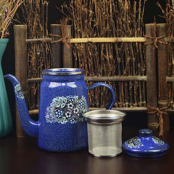 郦狼搪瓷油壶新疆民族风搪瓷奶茶壶烧水壶油壶醋壶咖啡壶泡茶凉水壶珐