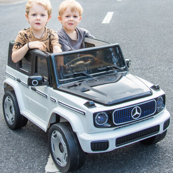 贝瑞佳奔驰授权EQG儿童电动车遥控四轮越野汽车小孩宝宝玩具车可坐人白