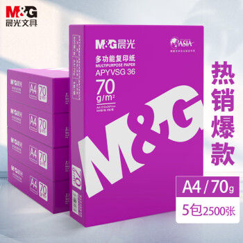 晨光（M&G）紫晨光 A4 70g 多功能双面打印纸 热销款复印纸  500张/包 5包/箱（整箱2500张）APYVSG36