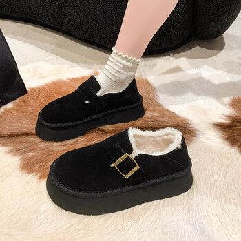 vzvg厚底雪地靴女冬季勃肯鞋2023年新款短筒加绒加厚保暖防滑东北棉鞋