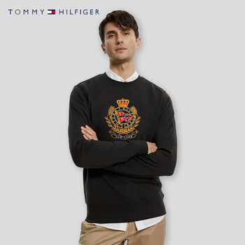 tommyjeans美国汤米hilfiger汤米男装秋冬情侣圆领纯色卫衣加厚保暖
