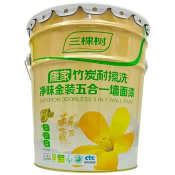 三棵树漆(skshu)三棵树竹炭耐擦洗康家净味金装五合一乳胶漆墙面漆