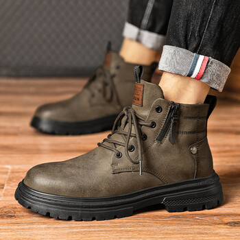 dickiesspin马丁靴男冬季英伦风复古休闲皮靴高帮男鞋网红户外机车短