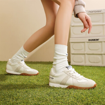 carjarnii春秋猪皮厚底鞋增高阿甘鞋女复古跑步运动鞋休闲轻便德训鞋