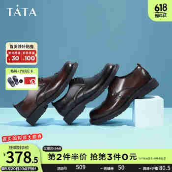 他她（TATA）商场同款布洛克德鞋牛皮系带男士皮鞋正装商务鞋VZR01AM3 棕色-X 44