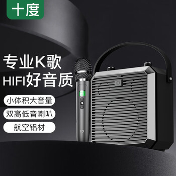 十度（SHIDU）M3高品质HIFI音响发烧入门级无线蓝牙音响手提便携家庭ktv唱歌套装户外聚会K歌直播高保真迷你音箱 单话筒【太空银】