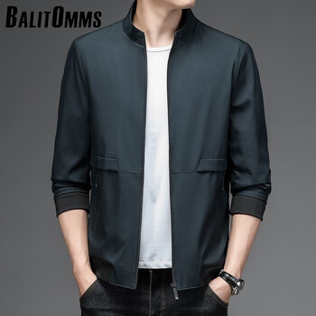 百丽驼美士(balitomms)秋冬休闲男款纯色夹克外套立领潮流防风外套立