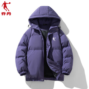 乔丹羽绒服男冬季加厚保暖港风外套冬装潮牌帅气白鸭绒上衣服 紫色 l