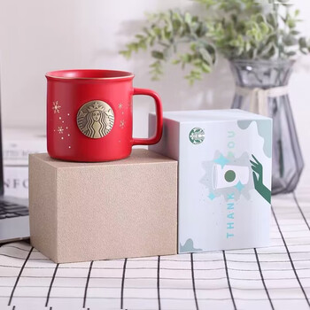 星巴克starbucks结婚伴手礼大红陶瓷马克杯情侣咖啡对杯大容量水杯
