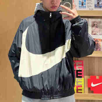 耐克（NIKE）外套男装 春季新款休闲运动服连帽上衣大勾夹克外套 FB7878-010黑色大勾 L