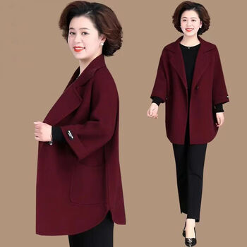 醒搭strikingdaa200斤胖妈妈穿的特大码春秋装大码双面毛呢大衣女时尚