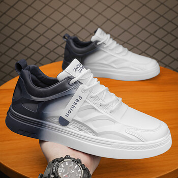 mare森马同品板鞋男2024春夏季透气潮流渐变色皮面运动潮鞋男款休闲鞋