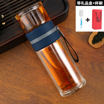 亚泰(yatai)双层玻璃杯茶杯大容量茶水分离泡茶办公室便携男士水杯子