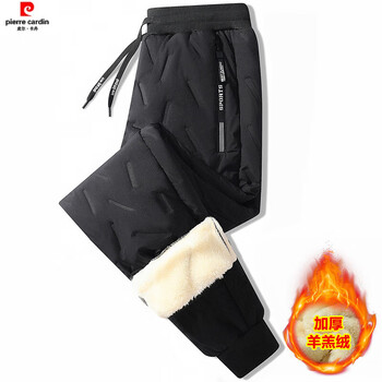 皮尔卡丹(pierre cardin)羊羔绒裤子男冬季加绒加厚雪地裤大码棉裤外