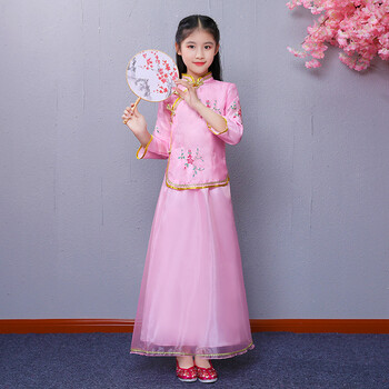 民国风童装儿童民国学生装女童古筝演出服装中式中国古装冬款套装