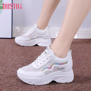大东dusto内增高女鞋老爹鞋女轻便防滑春秋冬新款眞皮运动休闲鞋女