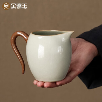 金鑲玉公道杯茶具配件仿宋汝窯開片陶瓷可養金線大號功夫茶具聆聽茶海