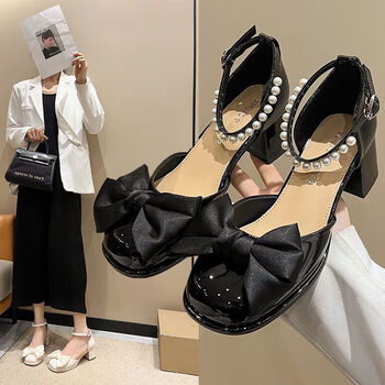 百丽女2024年新款网红凉鞋女包头凉鞋女2024年夏季新款时尚百搭蝴黑色