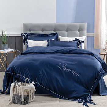妤宸家纺 水洗真丝四件套贡缎提花床上用品柔顺丝滑被套床单双人床上