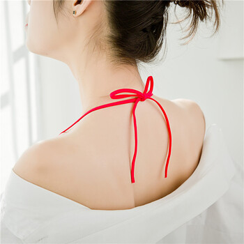 文胸带子挂脖肩带配件后系脖绑带蝴蝶结韩式胸罩带子内衣肩带 红色 2.