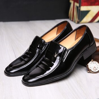 prowow皮鞋男春秋季商务正装结婚鞋男士韩版休闲黑色工作鞋模特拍照男