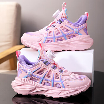 永高人女童鞋子2024夏季新款儿童软底防滑运动鞋中大童旋转纽扣老爹潮